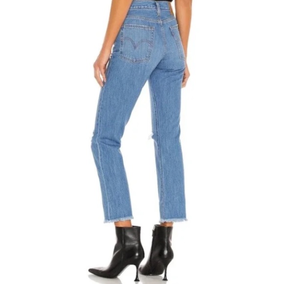 Levi's Wedgie Straight Leg Big E Button Fly High Rise Denim Jeans Size 29 - Picture 4 of 7